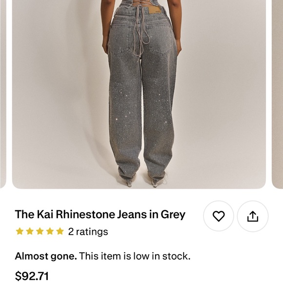 Mars The Label- Grey Rhinestone Jeans - Picture 4 of 5